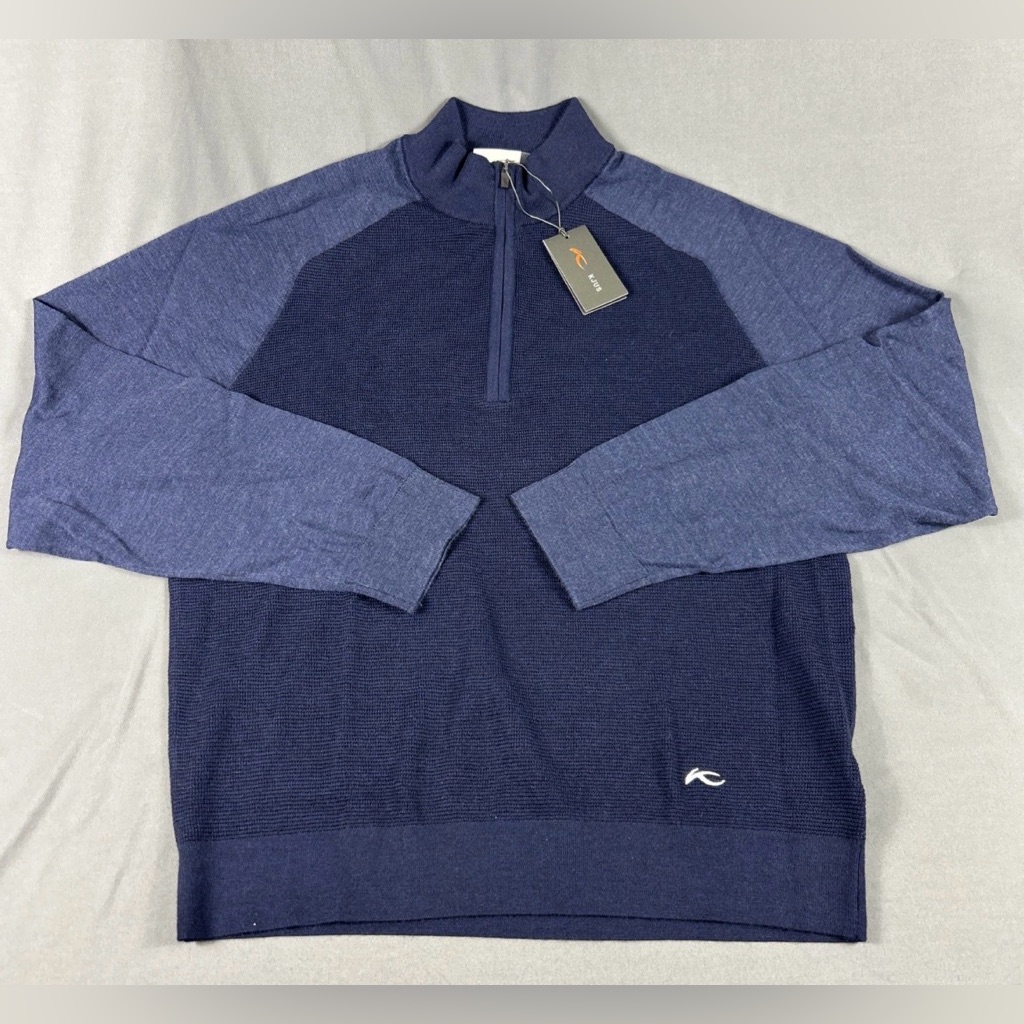 Kjus Golf Pullover Therma Yarn Half Zip 3xl Navy Blue Wool Polyester